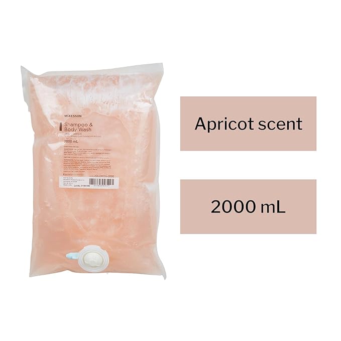 McKesson Body Wash and Shampoo Refill Bag Apricot Scent 2000 mL 4 Count