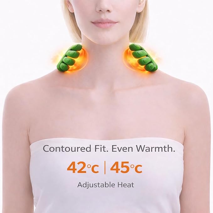 Heated Neck and Shoulder Massager with Finger-Like Kneading Nodes Deep Tissue Massage for Shoulder &amp Back Muscle Tension Green