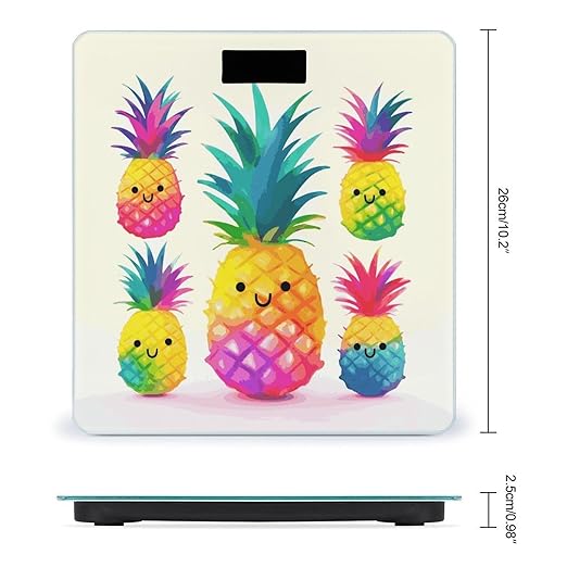 Rainbow Pineapple Cartoon Weight Scale Digital Electronic Scales Bathroom Scale Larg LCD Backlight Display High Precisio MeasurementsTempered Glass