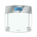 Taylor Digital Scales for Body Weight Extra High 440 LB Capacity Unique Blue LCD Stainless Steel Accents Glass Platform 12.4 x 12.4 Inches Clear