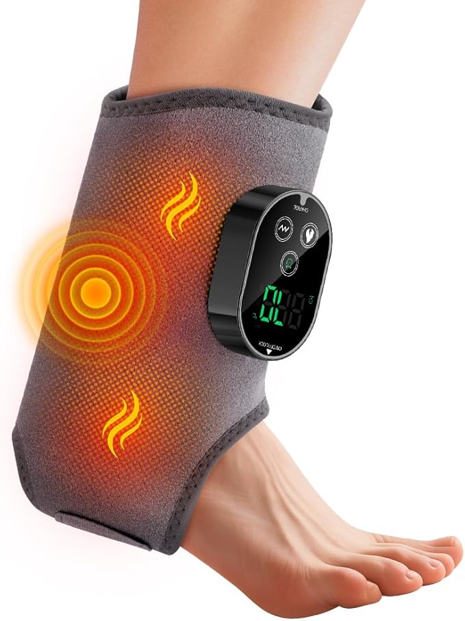 Foot and Ankle Massager for Pain Relief Ankle Heating Pad Foot Renew Triple Method Massager Rechargeable Cordless Design with 6 Heating 3 Massage Modes &amp Timer