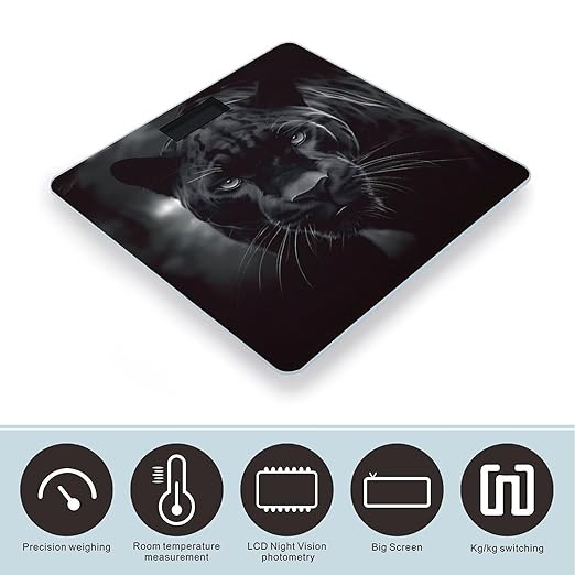 Digital Bathroom Scale for Body Weight Scale with Bright LCD Display High Accuracy Step-On Technology Auto On/Off Animal Panther Digital Scales 400 Lbs /180kg