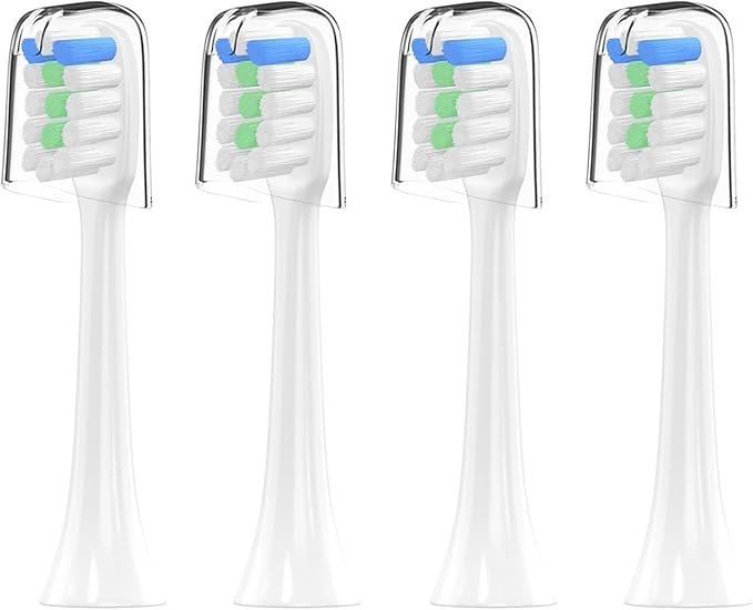 Ultrasonic Electric ToothbrushCompatible for HomeDaily Cleaning Soft Bristles(4pas White)