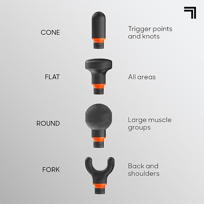 Sharper Image PowerBoost Core Mini Massage Gun| Portable Deep Tissue Percussion Massager with 6 Speeds| 4 Attachments| Quiet Motor| Cordless Muscle Recovery Tool with Carry Pouch