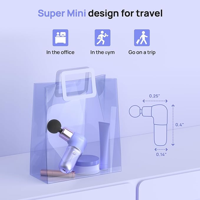 Super Mini Massage Gun Deep Tissues Percussion Muscle Massager Compact Sports Travel Massage Gun Portable Massager Gun for her him Purple