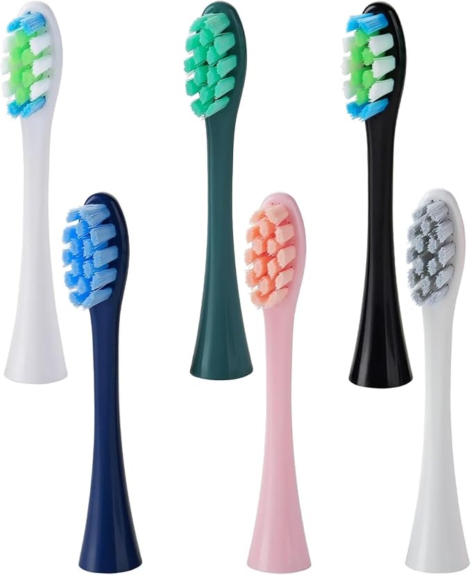 6Pcs Suitable Compatible For OCLEAN/OKLIN X Electric Toothbrush Head One/SE/XPRO/Z1/AIR Universal Replacement Head Adult 2258 Soft Hair(WT GN BU 6Pcs)