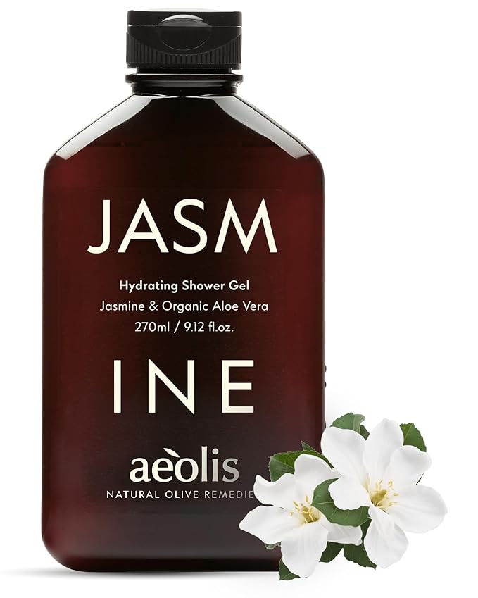 AEOLIS Refreshing Shower Gel with Jasmine and Aloe Vera – Greek Olive Oil Shower Gel for Men &amp Women – Clean Beauty Body Cleanser – Natural Skincare from Greece – Invigorating Body Care 9.12 Fl Oz