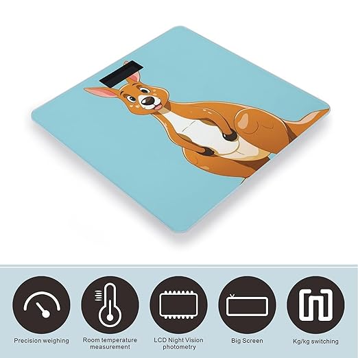 Funny Cartoon Kangaroo Zoo Scale for Body Weight Digital Bathroom Scale Toughened Glass High Precision Scales for Body Weight with Large LCD Backlight Display Weight Scales