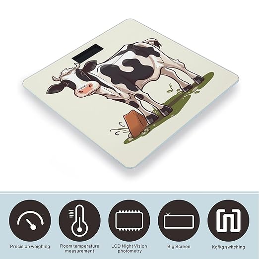 Dairy Cow Bathroom Scale for Body Weight 400 Lb Weight Scale with High Precision Sensors Tempered Glass Highly Accurate Digital Weighing Machine for People