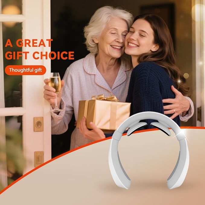 Neck Massager with HeatElectric TENS Machine for Pain Relief15 Levels Deep Tissue Massage Portable Wireless and Soothing Transcutaneous Electrical Nerve Stimulator for Women
