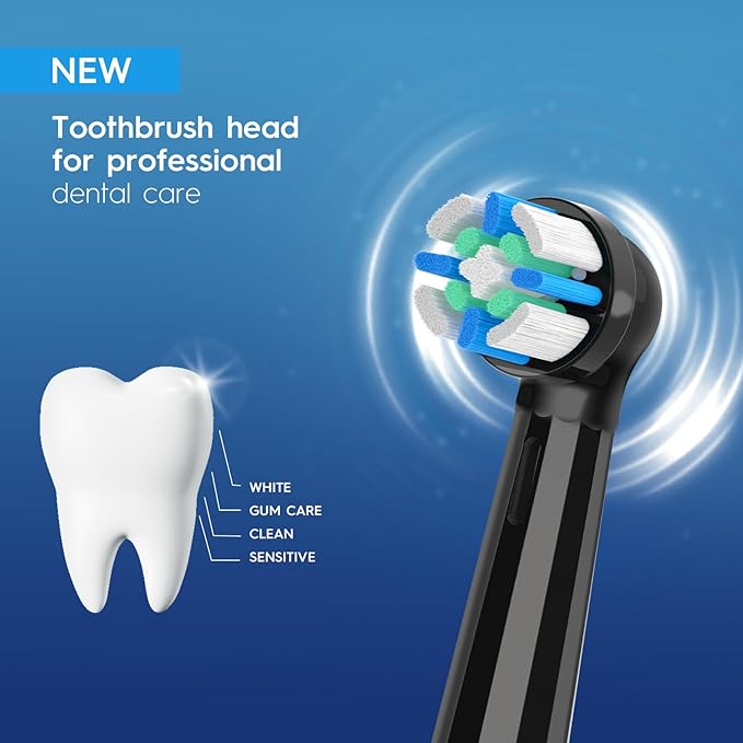 IO Replacement Heads Compatible with Oral B iO 2/3/4/5/6/7/8/9/10 Series Electric Toothbrush Brush Heads with Medium Bristles Compatible with Oral B iO for Gentle Dental Care (8 Black/White)