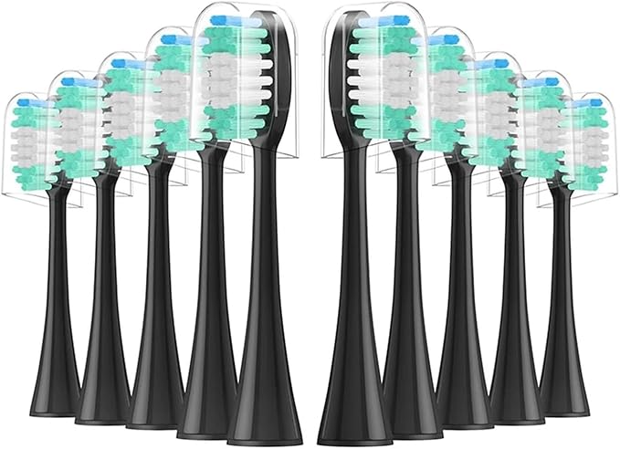 10 Pieces Large Brush Head Bristles Compatibility for Series Electric Toothbrush Soft(Black)