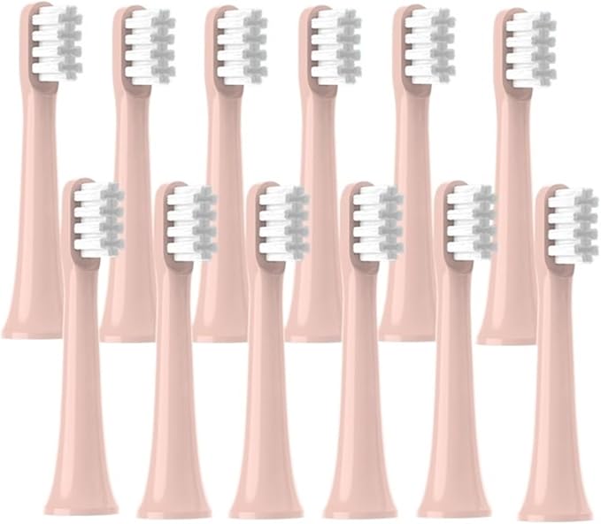 12 PCSCompatible for XIAOMI T100 Brush Heads Replaceable Sonic Electric Toothbrush Soft Bristle Clean Nozzles Refills Vacuum(12Pink)