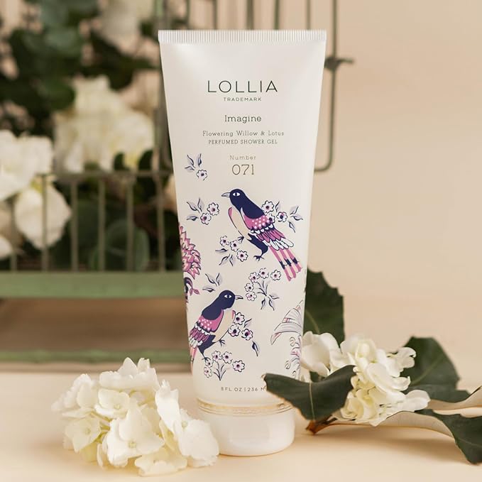 LOLLIA Imagine Shower Gel 8 fl. oz. – Flowering Willow &amp Lotus – Scented Shower Gel Body Wash Shea Butter Body Wash Bath Wash for Women