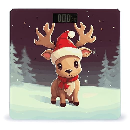 Cute Christmas Reindeer1 Bathroom ScaleHighly Accurate Digital Weighing Machine for People Bright LED Display Weight Scale for The Aldult Home Use