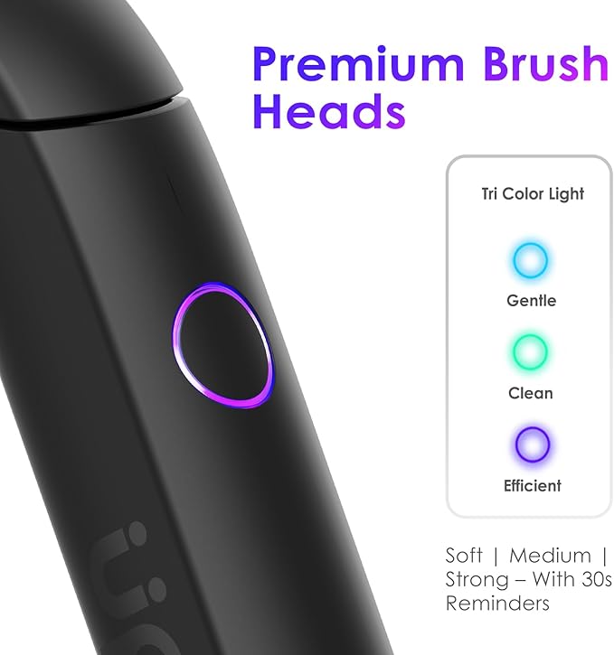 Electric Toothbrush Portable Travel Sonic Toothbrush with Protective Case USB-C Rechargeable Neutral Comfort Bristles Waterproof Smart Timer Compact for Daily Use (Black)