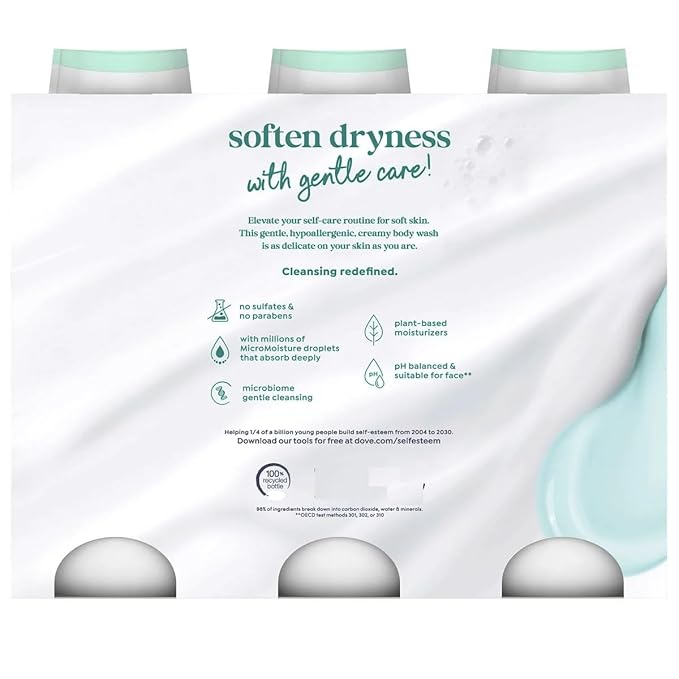 Sensitive Skin Body Wash 23 oz 3-Pack Hypoallergenic Paraben-Free Sulfate-Free Cruelty-Free and Moisturizing