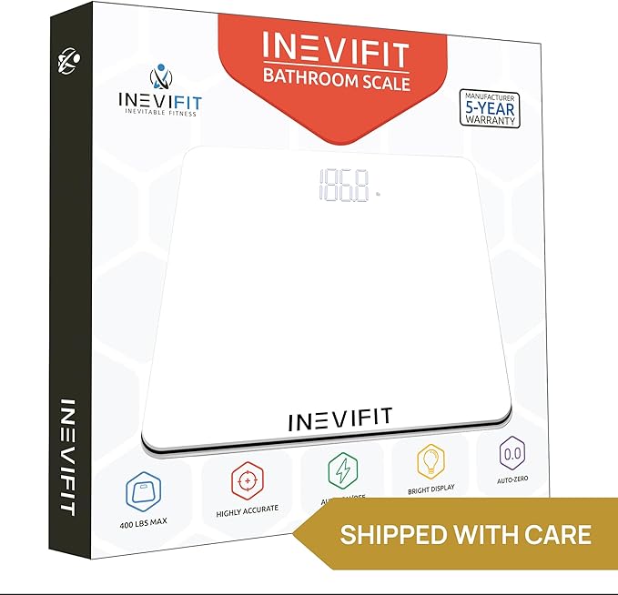 INEVIFIT Bathroom Scale &amp Digital Kitchen Scale Fitness Bundle Complete Body Composition and Nutrition Tracking Solution with Batteries Included