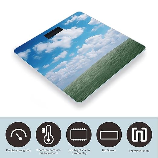 Digital Bathroom Scale for Body Weight Scale with Bright LCD Display High Accuracy Step-On Technology Auto On/Off White Clouds Sky Digital Scales 400 Lbs /180kg
