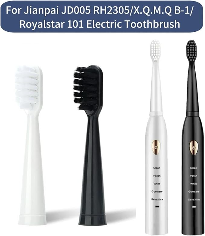 16pcs Replacement Toothbrush Heads Compatible for Jianpai JD005 RH2305/X.Q.M. B-1/Royalstar101 Soft Bristles Nozzles(16pcs Black)