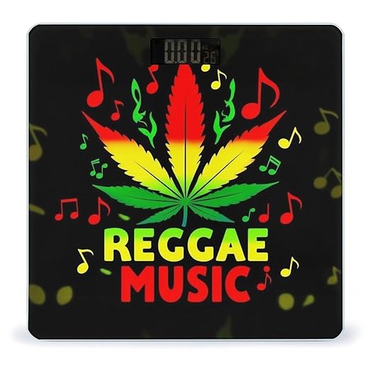 Women's Fashion Automatic Switch Digital Bathroom Weighing Scale Smart Scale Rasta Flag Weedleaf Reggae Music