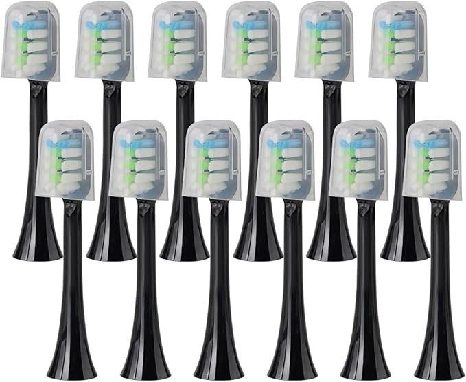 Compatible for SOOCASX3U/X3Pro/X5/V1/D2/D312pcs Replacement Brushs Electric Toothbrush(SHUSHI-BK-12PCS)