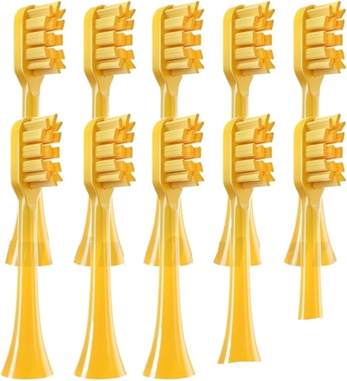 10 Pieces of Toothbrush Heads Compatible with APIYOO G7/P7/Y8/T9/T10/T6S/T7S/A7/SUP/MOLE Replacement Brush with Soft Bristles(10PCS Yellow)