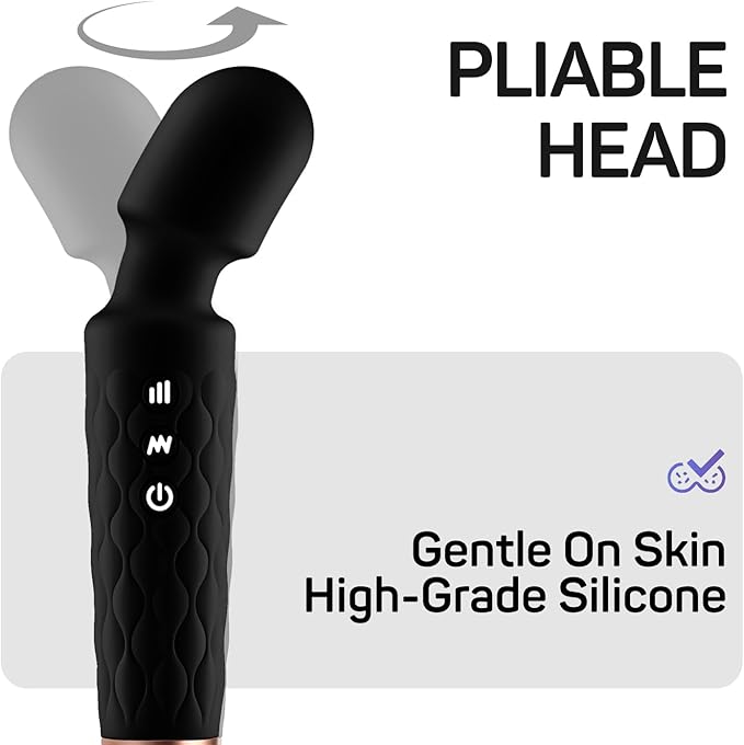 Personal Massager - 4H Max Runtime &amp Ultra-Quiet - Waterproof - 20 Modes 8 Speeds for Deep Tissue Back Massage Post-Workout Recovery and Neck Muscle Relaxation（Black）