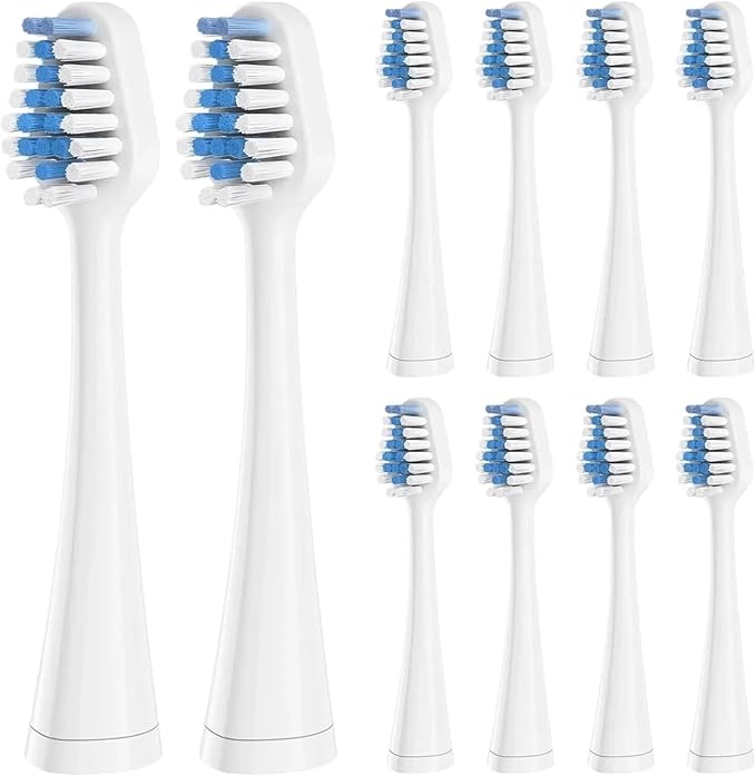 10pcs Replacement Toothbrush HeadsCompatible for Waterpik Bristle Soft Nozzles(10pcs White Blue)