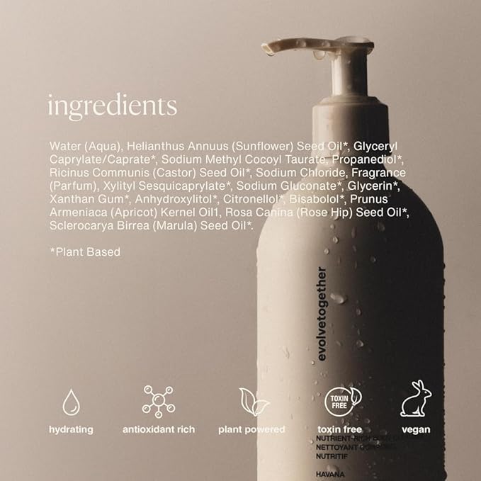 evolvetogether Nutrient-Rich Body Cleanser for Women &amp Men | Monaco – Dry Rose | Cream-to-Oil Hydration Gently Cleanses | Vegan Cruelty-Free Sulfate Free | (11.8 fl oz)