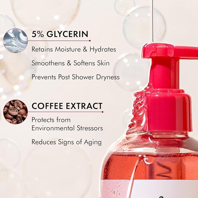 MC.a.f.f.e.i.n.e Brightening Raspberry Rush Body Wash Skin Brightening with 5% Niacinamide and Raspberry Extract All Skin Types 400ml