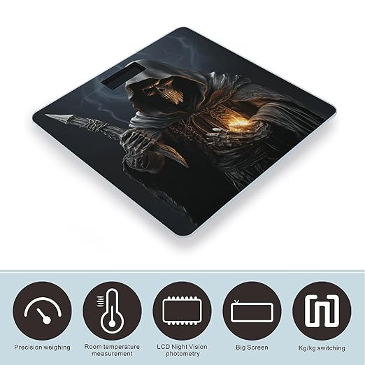 Grim-Reaper Weight Scale Large Bathroom Scales Digital Weight with Bright LED Display Non Slip Automatic Weighing Scale Fashion Weighing Machine for Body