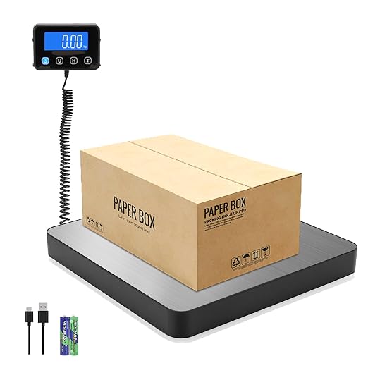 Digital Shipping Scale 5g High Accuracy 440 lb Postal Scale with Hold and Tare Functions for Parcels/Luggage/Home Manual/Auto Shutoff Extended LCD Display Batteries and AC Adapter Included