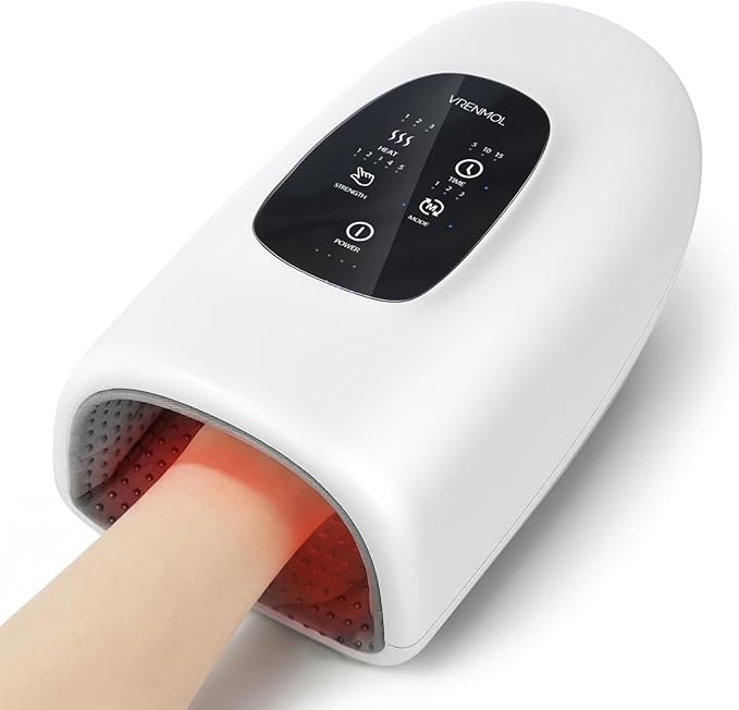 vrenmol Hand Massager with Heat and Compression: 5 Compression 3 Temperatures 3 Modes Massage Models Heated Electric Massager for Hand Massage Tools At Home