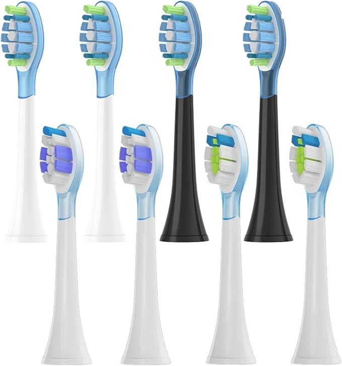 8Pcs Replacement Brush HeadsCompatible for HX6064 HX6930 HX6730 Toothbrush Vacuum 4100 6500 6100 5300 C3(PS Green)