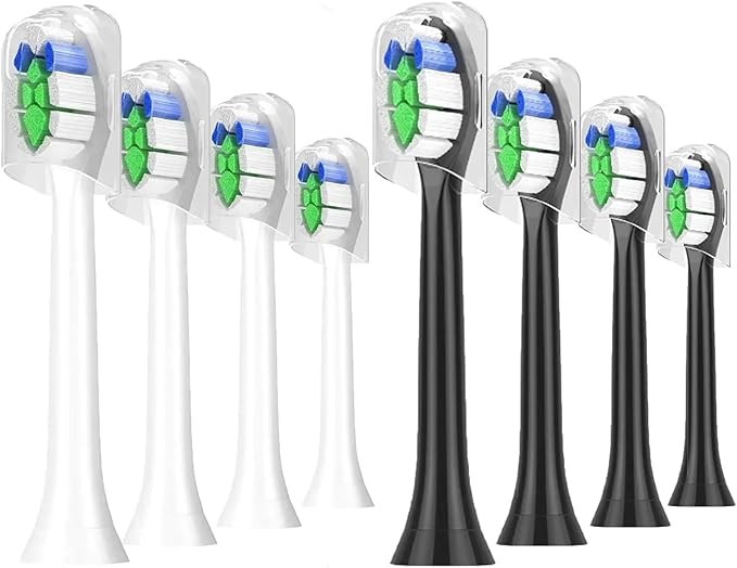 4/8/12/16 Pcs Replacement Toothbrush Heads Compatible for PhilipsSonicare Electric Toothbrush Refills for 1100 2100 4100 5100(2White 2Black)