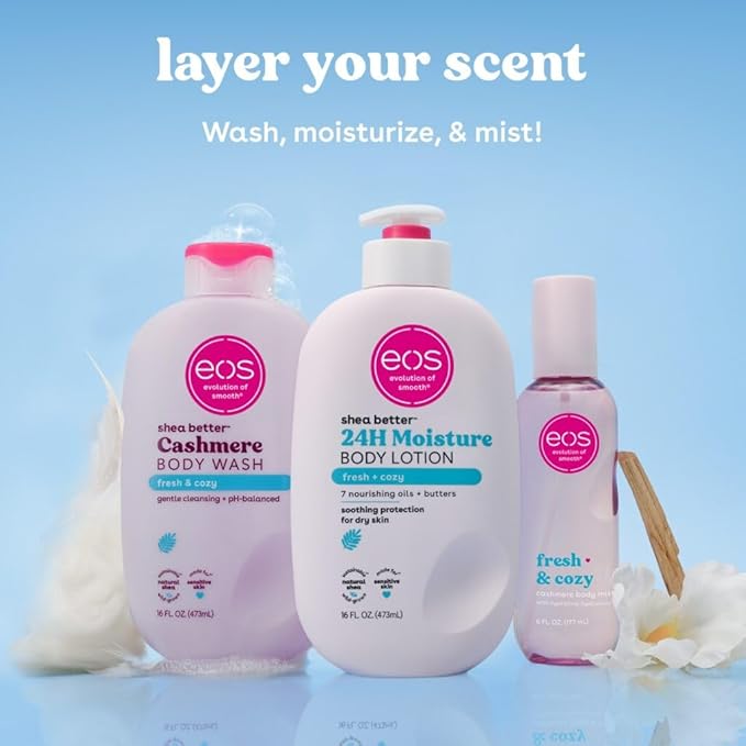 eos Fresh &amp Cozy Scent Layering Bundle - Body Wash Body Mist Body Lotion