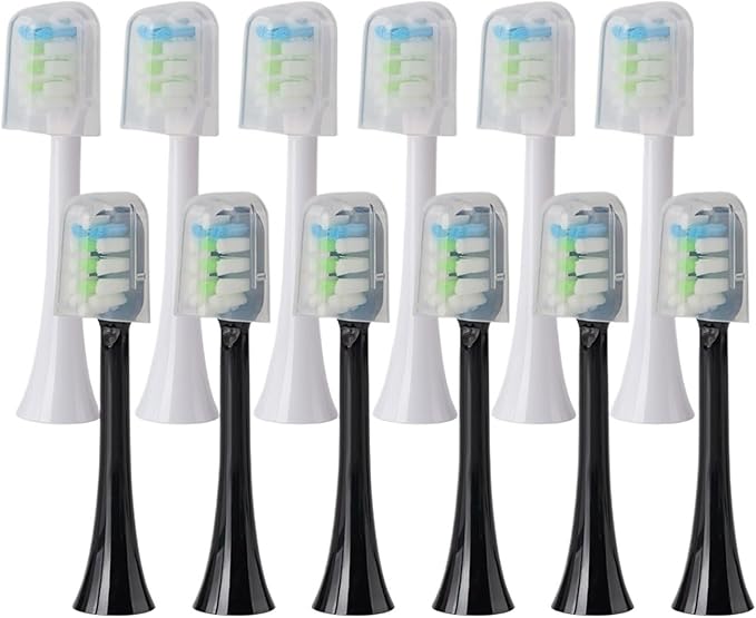 Replacement Brush Heads Compatible for SOOCAS X3U/X3Pro/X5/V1/D2/D3 6/12pcs Bristle Electric Toothbrush Sealed Packed(SHUSHI-WH6BK6)