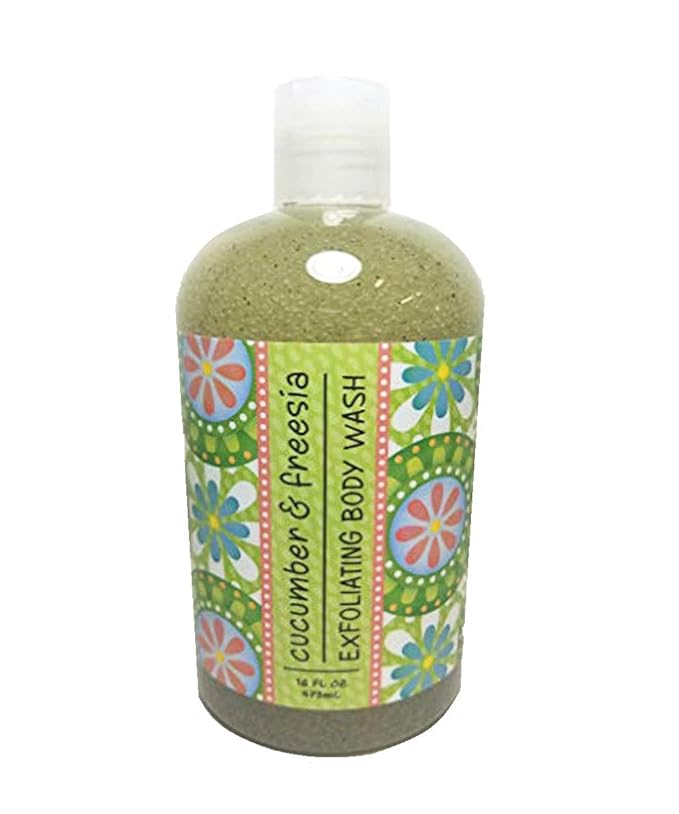Greenwich Bay Exfoliating Body Wash Enriched with Shea Butter Blended with Loofah and Apricot Seed 16 oz (Cucumber &amp Freesia)
