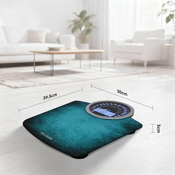 EILISON Highly Advance 2-in-1 Digital &amp Analog Weighing Scale for Body Weight-400lbs 4 High Precison GX Sensor Accurate Thick Tempered Glass Extra Large Display (Blue)
