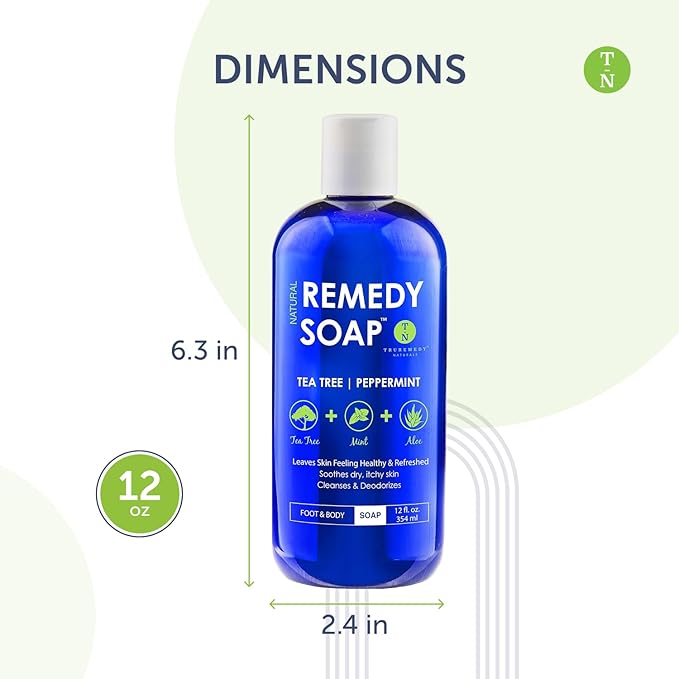Truremedy Naturals Body Wash 2-pack (12 oz Each) Natural Antifungal Shower Gels - Tea Tree &amp Peppermint and Tea Tree &amp Lemongrass