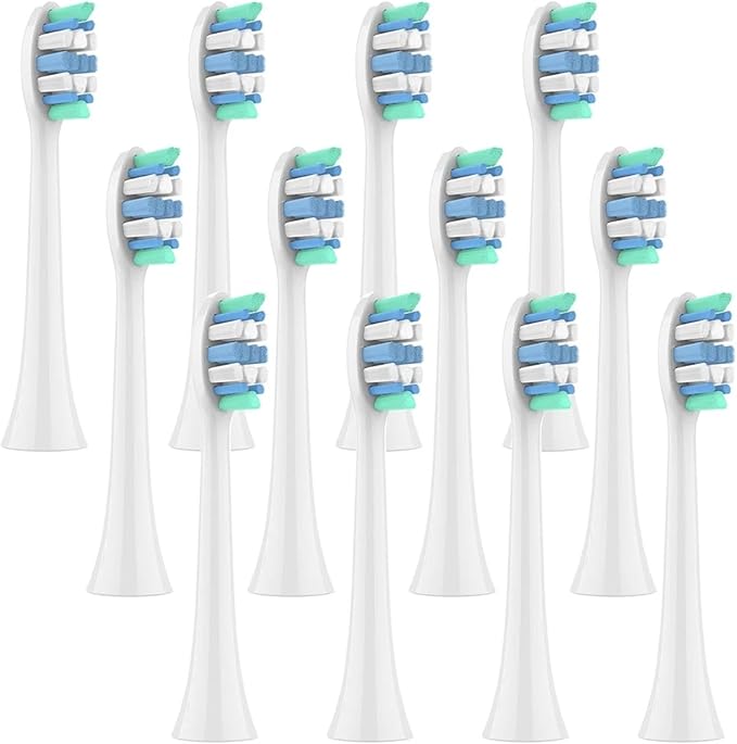 Replacement Toothbrush Brush HeadsCompatible for Philips Sonicare and More Click-on Handles 2100 4100 5100 5300 6100 6500 7500(White-12 Pcs)