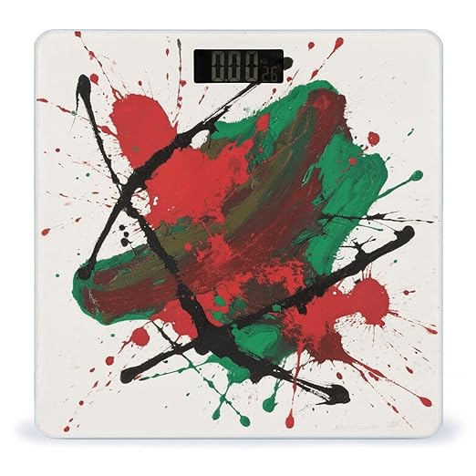 Colorful Paint Splatter Art Bathroom Scale for Body Weight LCD Display Digital Bathroom Scale Tempered Glass Bathroom Weight Scales Fashion Smart Scales for Home Bedroom 400 Lb