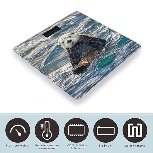 Sea Otter Scale for Body Weight Highly Accurate Digital Bathroom Body Scale Digital Bathroom Scales for People Anti-Slip Large LCD Display Smart Scales