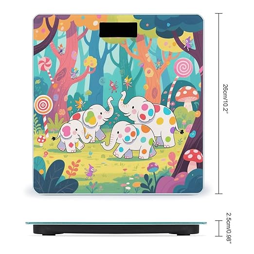 Elephant Forest Weight Scale Cute Bathroom Scale for Body Highly Accurate Digital Weighing Machine for People Compact LCD Display Scales with Sturdy Toughened Glass Scales