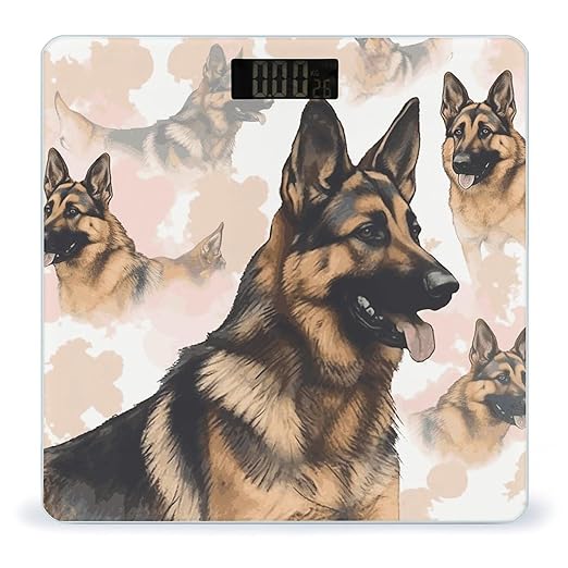 Digital Bathroom Scale for Body Weight Scale with Bright LCD Display High Accuracy Step-On Technology Auto On/Off German Shepherd Dog Lovers Digital Scales 400 Lbs /180kg