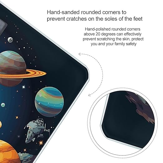 Outer Space Rocket AstronautScale for Body Weight with LCD High Precision Weighing Scales Fashion Sturdy Tempered Glass Weight Scales Easy-to-Read Digital Bathroom Scale for Daily 400lb