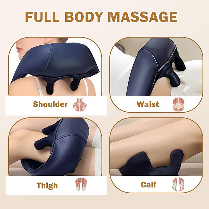 Joyset Cordless Neck Massager with Heat 6D Deep Kneading Neck Shoulder Massager for Pain Relief Shiatsu Massager for Shoulder All Body 2 Speed Intensities