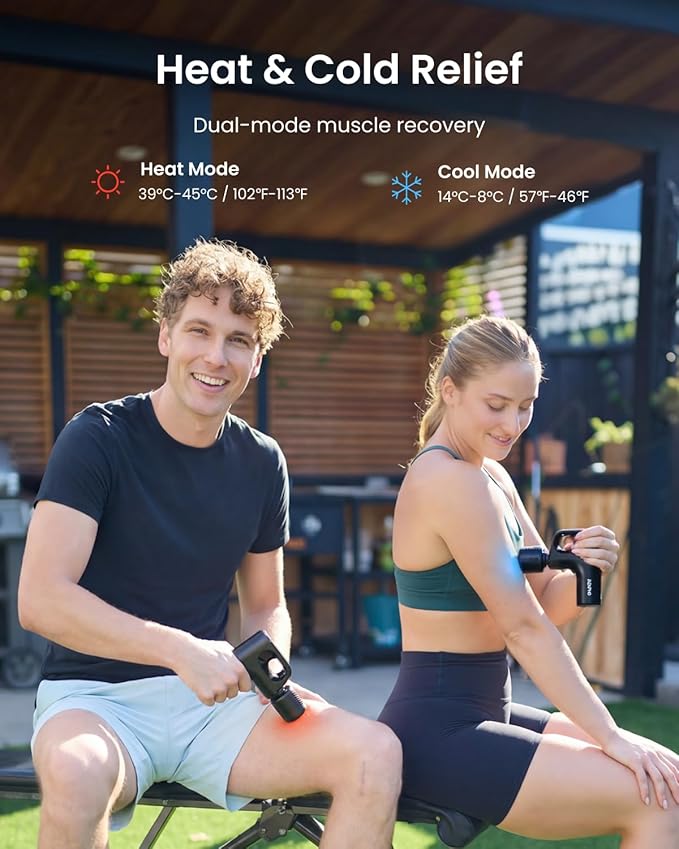 RENPHO Massage Gun with Heat &amp Cold Innovative Loop Design for Ease of Use Deep Tissue Back Massager FSA Eligible HSA 5 Speeds for Muscle Therapy Portable Travel Massager Gun with Carry Case