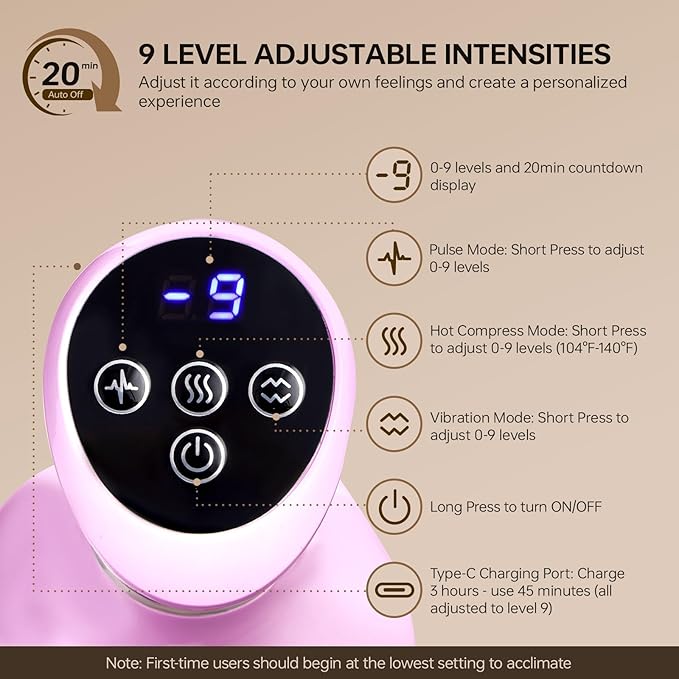 Lymphatic Drainage Massager4-in-1 Electric Body Sculpting BrushHelps Reduce Stretch Marks&ampCellulite for RelaxationMulti-Speed Anti Cellulite Massage Tool for Belly Legs Arms(Pink)